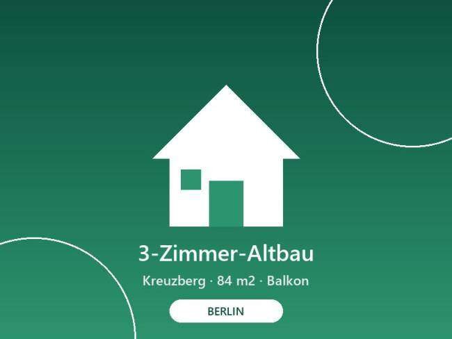 Bright 3-room pre-war apartment in Berlin-Kreuzberg — 84 m², balcony, built-in kitchen